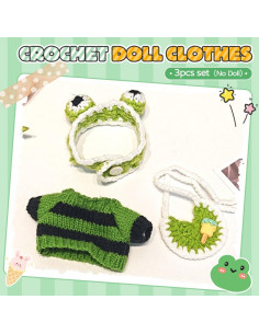 Conjunto de Ropa de Muñeca Bubu 17 cm Ganchillo 3 Piezas 2
