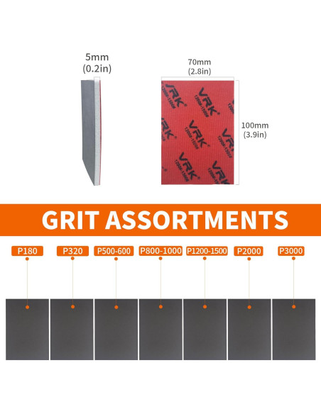 28 Esponjas de Lijado VRKET 180-3000 Grit para Madera y Metal 28 Esponjas de Lijado VRKET 180-3000 Grit para Madera y Metal
