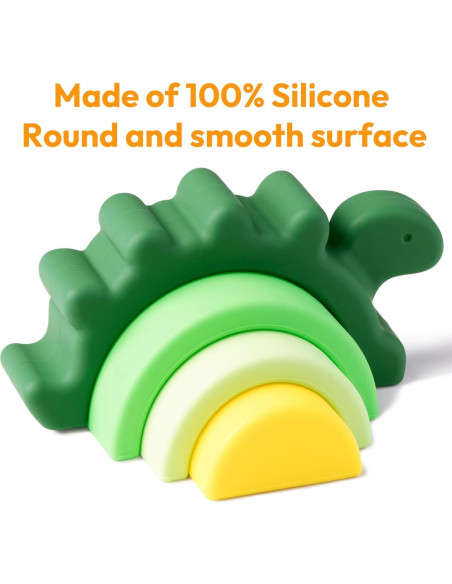 Juguete apilable de silicona NCVI dinosaurio verde 12+ meses Juguete apilable de silicona NCVI dinosaurio verde 12+ meses