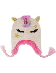 Gorro de Invierno Unicornio Brillante para Niñas 2-8 Años 2