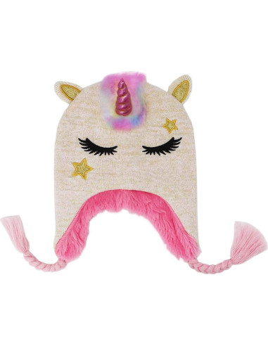Gorro de Invierno Unicornio Brillante para Niñas 2-8 Años