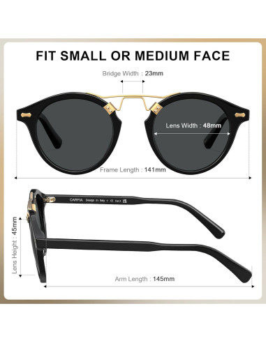 Gafas de sol polarizadas CARFIA para hombres, marco negro, protección UV