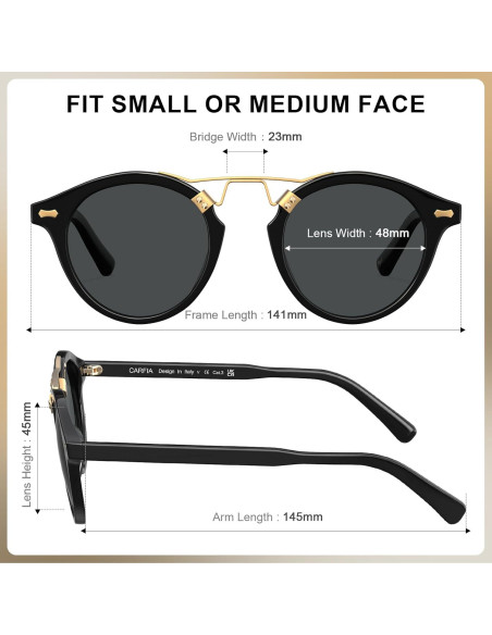 Gafas de sol polarizadas CARFIA para hombres, marco negro, protección UV Gafas de sol polarizadas CARFIA para hombres, marco negro, protección UV
