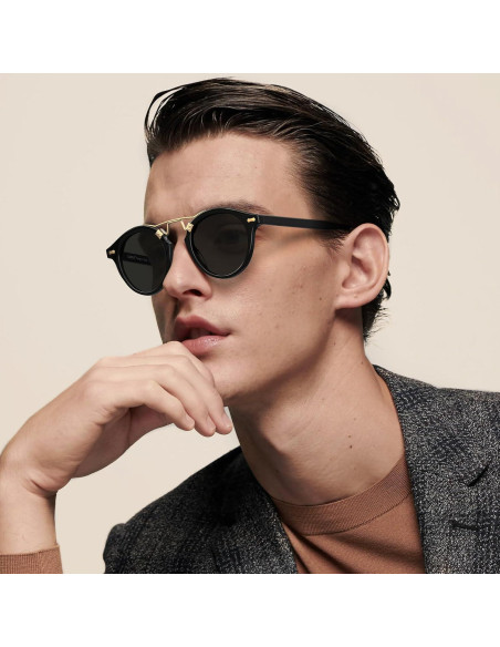 Gafas de sol polarizadas CARFIA para hombres, marco negro, protección UV Gafas de sol polarizadas CARFIA para hombres, marco negro, protección UV