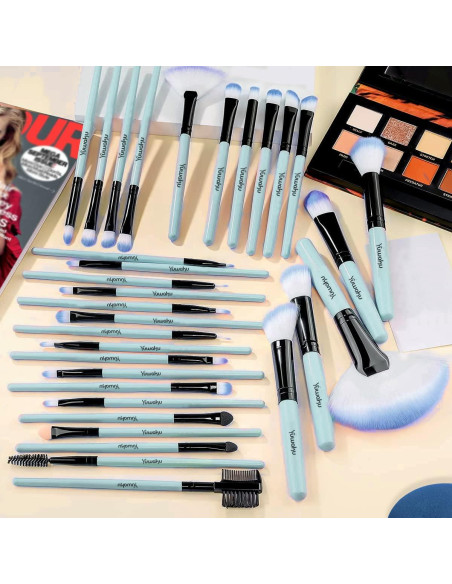 Juego de Brochas de Maquillaje Daxstar 32 Piezas Azul Juego de Brochas de Maquillaje Daxstar 32 Piezas Azul