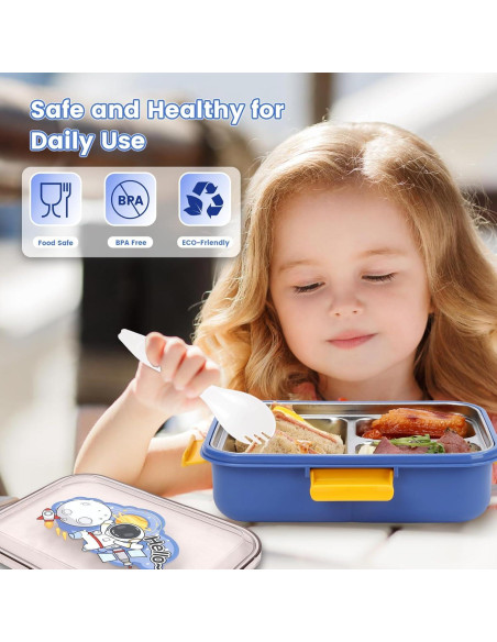 Caja Bento CPIYNOE Azul 3 Compartimentos 1.18L A Prueba de Fugas Caja Bento CPIYNOE Azul 3 Compartimentos 1.18L A Prueba de Fugas