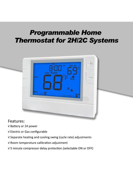 Termostato Programable Coiiwsei RTH715 Digital 24V Azul Termostato Programable Coiiwsei RTH715 Digital 24V Azul
