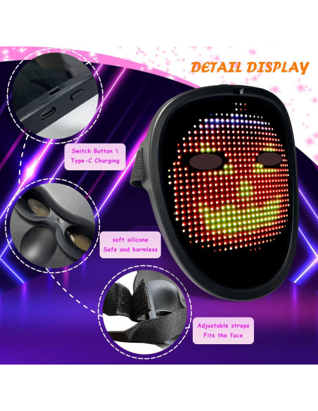 Máscara LED Transformadora COOLGUARDER con Detección de Gestos Máscara LED Transformadora COOLGUARDER con Detección de Gestos