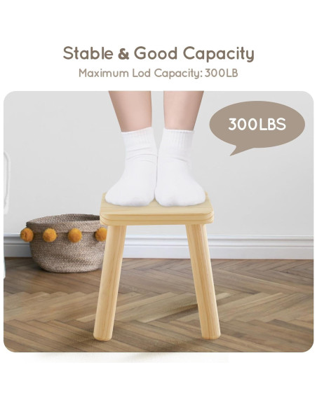 Taburete Infantil de Madera Beright Cuadrado 25.4x24.4x28.2cm Taburete Infantil de Madera Beright Cuadrado 25.4x24.4x28.2cm