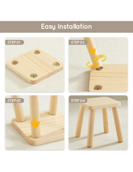 Taburete Infantil de Madera Beright Cuadrado 25.4x24.4x28.2cm Taburete Infantil de Madera Beright Cuadrado 25.4x24.4x28.2cm