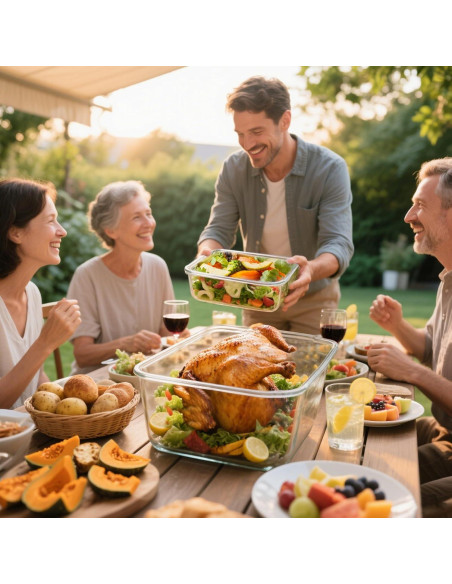 Contenedores de Almacenamiento de Alimentos de Vidrio KOMUEE 2 Piezas 6L y 2.2L Contenedores de Almacenamiento de Alimentos de Vidrio KOMUEE 2 Piezas 6L y 2.2L