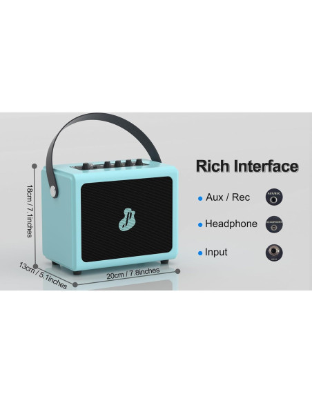 Amplificador de guitarra portátil recargable MD-MINIPRO azul Amplificador de guitarra portátil recargable MD-MINIPRO azul
