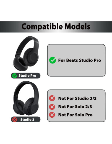 Almohadillas de Gel Refrigerante Adhiper para Auriculares Beats Studio Pro - Negro