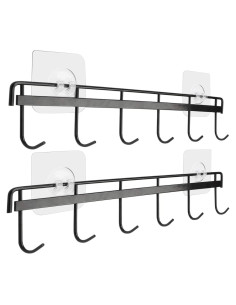 Soporte de Ganchos Adhesivos YiZhi para Pared - 2 Piezas, Negro
