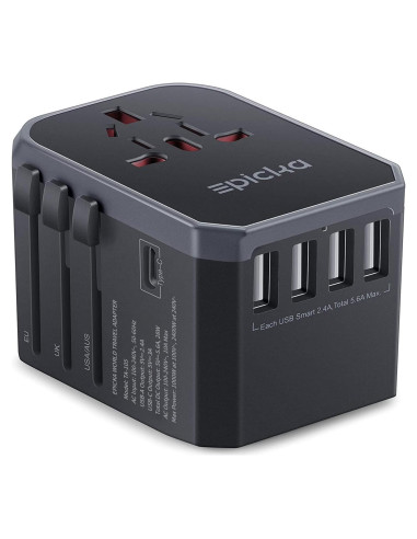 Adaptador de Viaje Universal EPICKA TA-105 con 4 Puertos USB