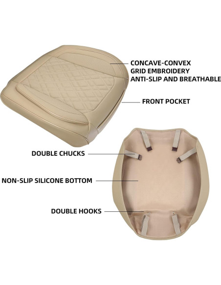 Funda de Asiento de Coche EifBrisa Beige Universal 2 Piezas Funda de Asiento de Coche EifBrisa Beige Universal 2 Piezas