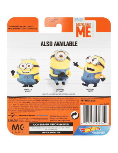 Vehículo Hot Wheels Mi Villano Favorito Minion Jerry 1:64