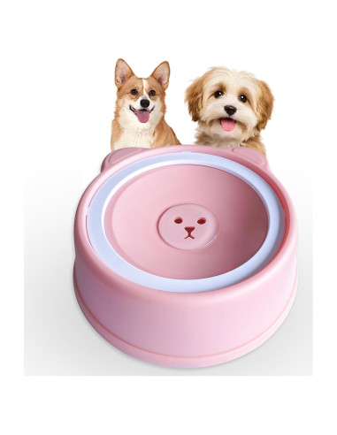 Tazón Antisalpicaduras para Perros y Gatos Yaruiguang 1L Rosa