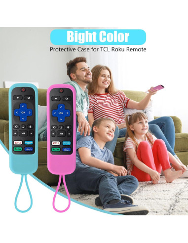 Funda de Silicona para Control Remoto Roku - Azul y Rosa