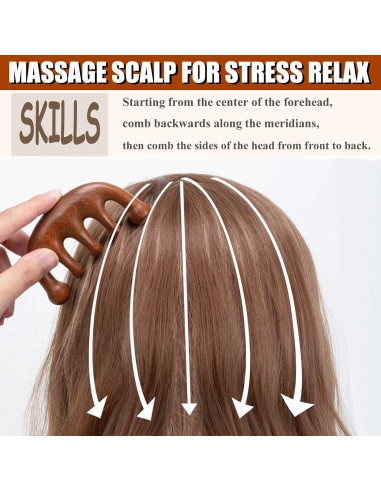 Masajeador de cuero cabelludo de madera Moreinday Gua Sha