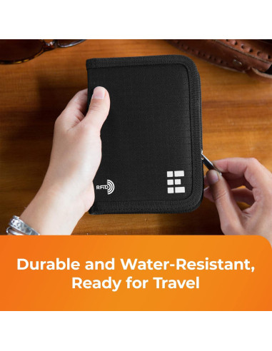 Portapasaportes y Cartera de Viaje Zero Grid - Negro - RFID