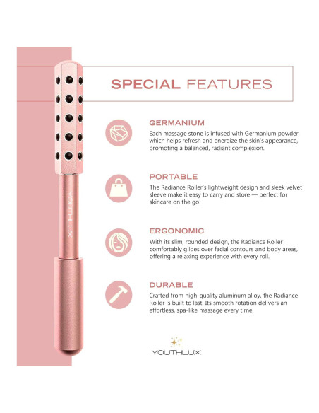 Rodillo Facial de Germanio YOUTHLUX Oro Rosa 19.3cm Rodillo Facial de Germanio YOUTHLUX Oro Rosa 19.3cm