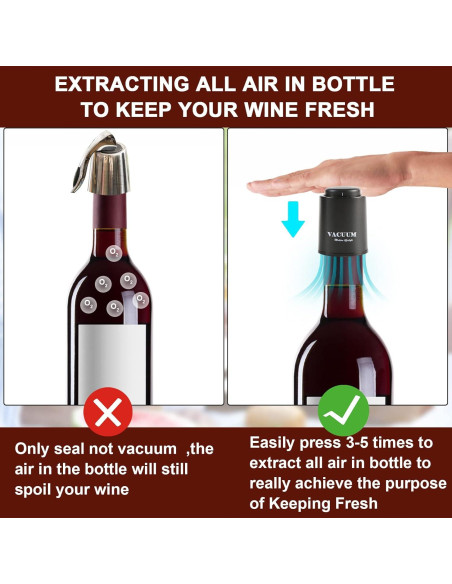 2 Tapones de Vacío para Botellas de Vino Sunwuun - Conservador Reutilizable 2 Tapones de Vacío para Botellas de Vino Sunwuun - Conservador Reutilizable