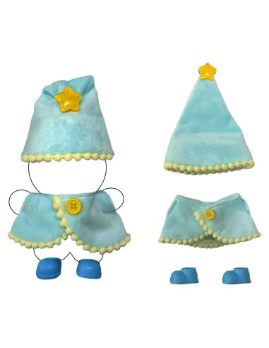 Conjunto de Pijama Azul para Muñecas Labubu 15/17cm - 3 Piezas