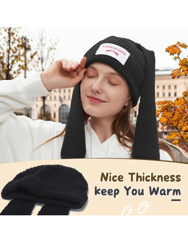 Gorro de Conejo YIKOEE para Mujeres - Tejido Suave y Acogedor