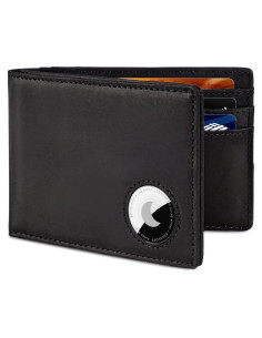 Billetera Bifold de Cuero para Hombres con Soporte Airtag - BROSHOPP