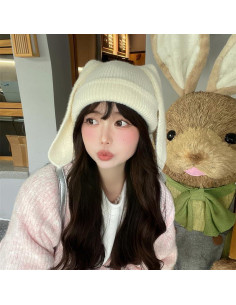 Gorro de Conejo Lindo Beige para Invierno - Talla Única 2