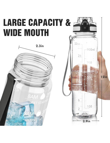 Botella de Agua Oldley 0.91L Tritan Boca Ancha a Prueba de Fugas