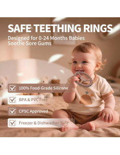 Mordedores de Silicona para Bebés 0-12 Meses - Paquete de 3 2