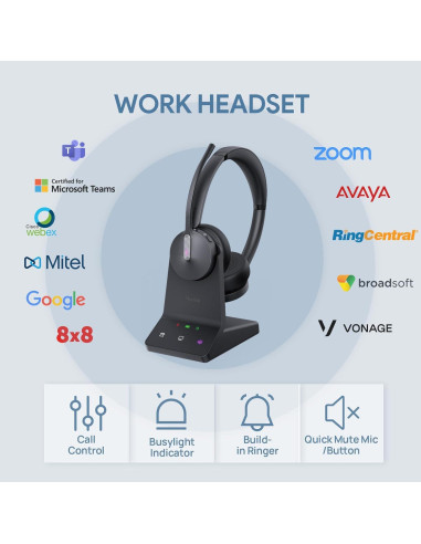 Auriculares Inalámbricos Yealink WH64 Mono DECT Bluetooth 185m