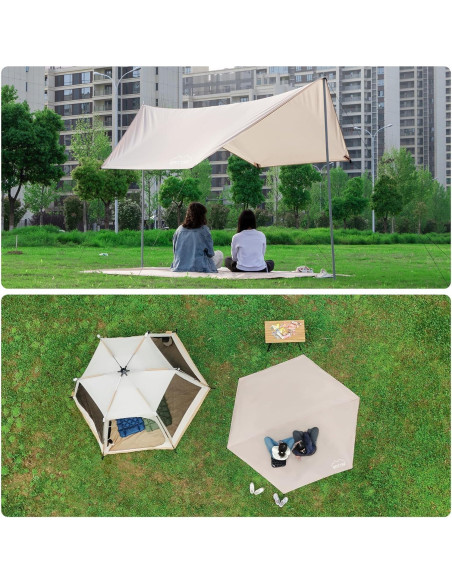 Lona de Camping Impermeable ONTYZZ 3.30x2.86m Multifuncional Lona de Camping Impermeable ONTYZZ 3.30x2.86m Multifuncional