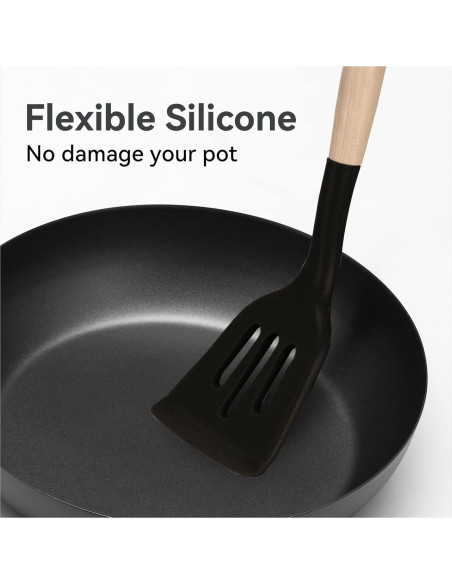 Juego de Utensilios de Cocina Silicona SHUNIKING 5 Piezas Negro Juego de Utensilios de Cocina Silicona SHUNIKING 5 Piezas Negro