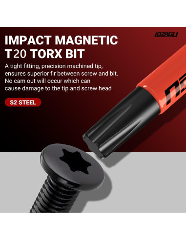 Juego de 10 Puntas Torx T20 Magnéticas LOZAGU 50-152mm