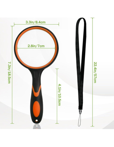 Lupa de Mano MODOWEY 10x 75mm Irrompible Naranja - Paquete de 4
