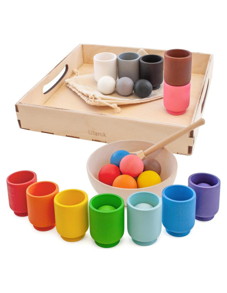 Juguete Montessori Ulanik Bolas en Tazas 12 meses + Clasificación Juguete Montessori Ulanik Bolas en Tazas 12 meses + Clasificación