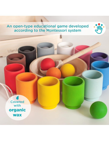 Juguete Montessori Ulanik Bolas en Tazas 12 meses + Clasificación