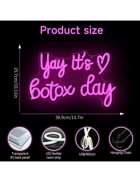 Letrero Neón Dimmable Rosa Botox Dpaint para Spa 43x33cm Letrero Neón Dimmable Rosa Botox Dpaint para Spa 43x33cm