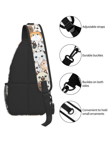 Mochila Bandolera Unisex BCQJNB Gato Kawaii 17L