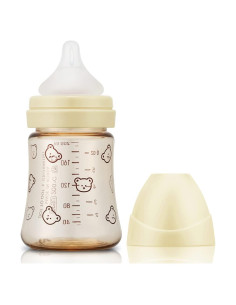 Botella para Bebé Grosmimi 177ml Anti-Cólica Oso Pure Gold