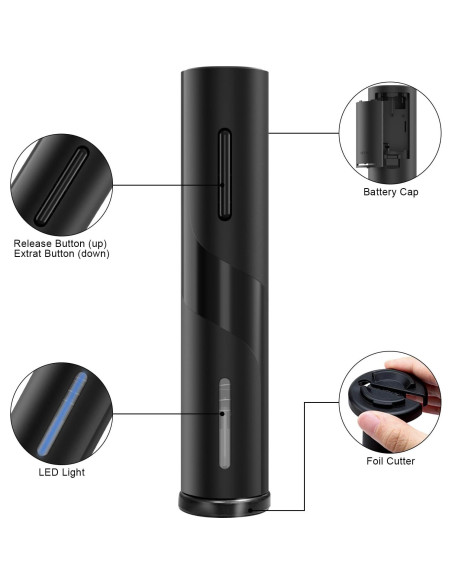 Abridor de Vino Eléctrico COKUNST KB1 Negro Automático Abridor de Vino Eléctrico COKUNST KB1 Negro Automático