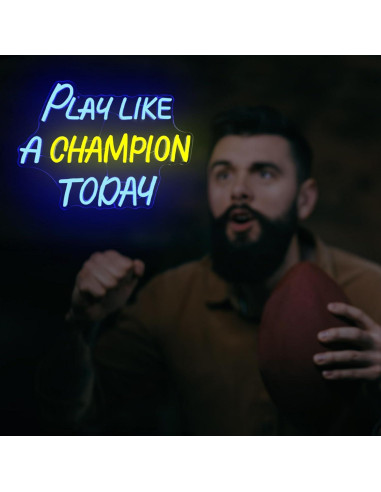 Letrero Neón LED CinsYarn Fútbol Juega Como Un Campeón 42.5x30.5cm