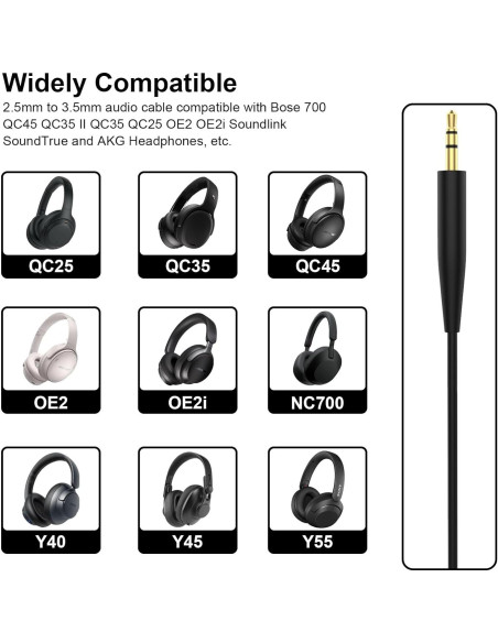 Cable de audio 3.5mm a 2.5mm Arzweyk para Bose y más Cable de audio 3.5mm a 2.5mm Arzweyk para Bose y más