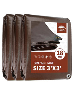 Lona Impermeable RAINDEWAY 3x3m Marrón 18 Mil Resistente UV