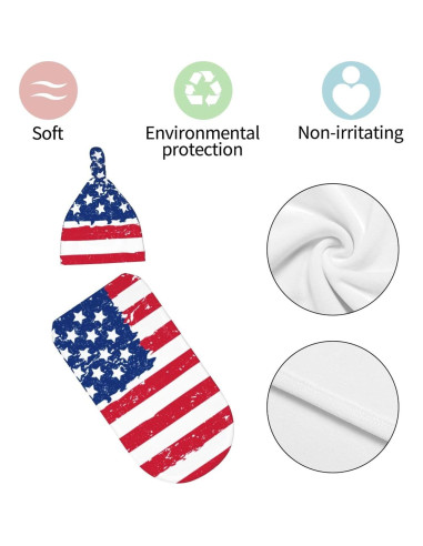 Manta de Envueltos para Bebés Sanghing con Sombrero Bandera Americana