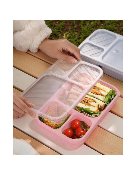 Caja Bento Reutilizable ZSYSUP 4 Compartimentos 24.8x18.3cm Caja Bento Reutilizable ZSYSUP 4 Compartimentos 24.8x18.3cm