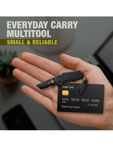 Mini Cuchillo de Llavero Grand Way - 6 en 1 Multiherramienta Negra